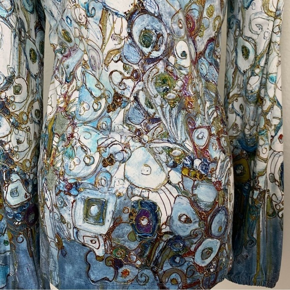 Simply Art By Dolcezza Button Front Short Womens XS Stretch Art Collar Geometric - Picture 16 of 17